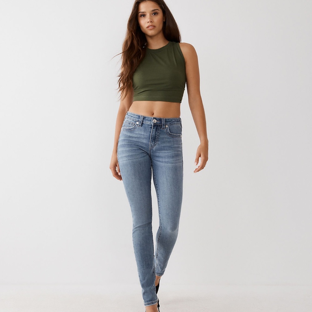 True Religion Women's Stella Mid-Rise Skinny Jeans - Medium Blue
